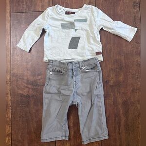 7 For All Mankind Grey pant / longsleeve shirt 3-6 month baby outfit